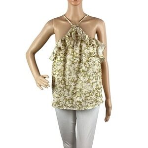Bishop + Young Halter Ruffle Tank Top Size S Floral
